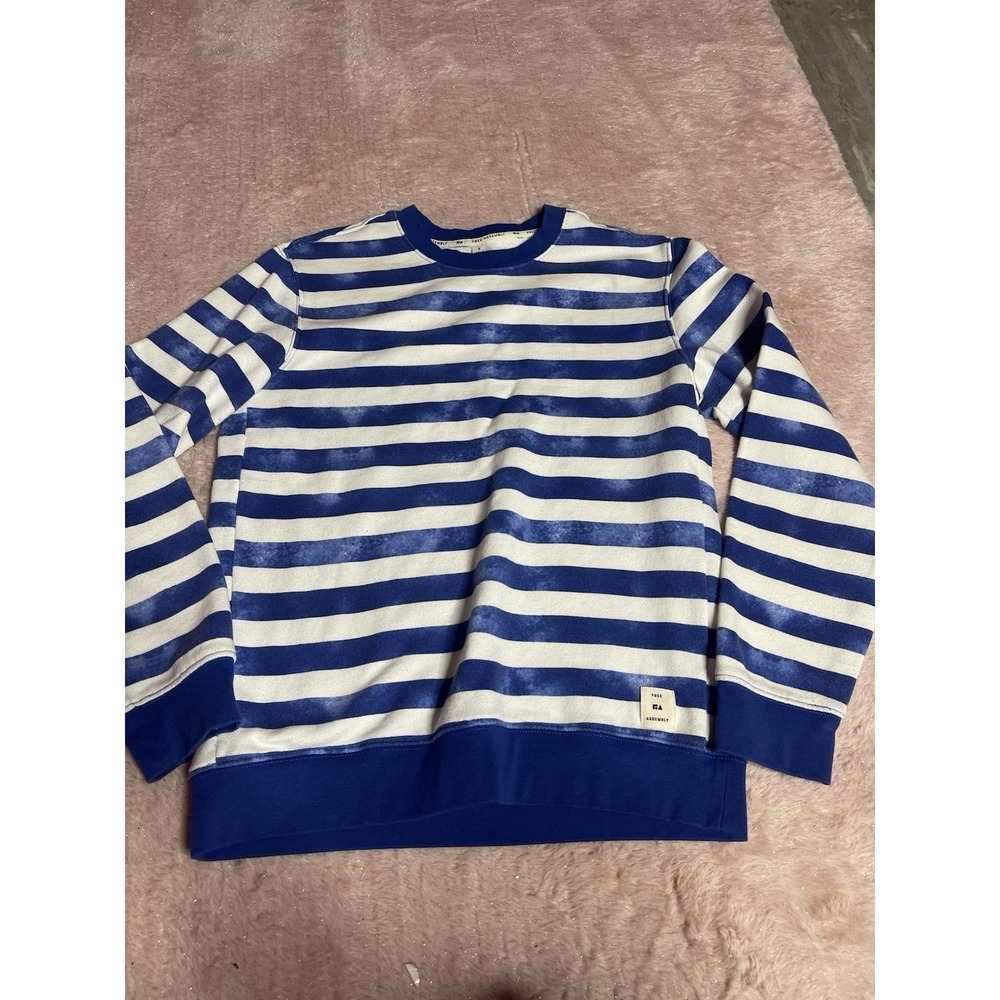 Free Assembly Small Blue Crewneck Sweatshirt Long Sleeve Casual Pullover I0217